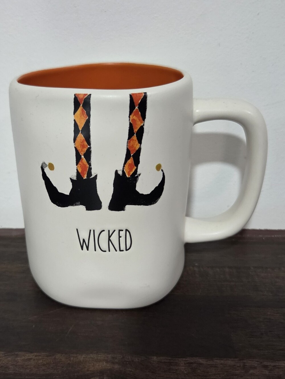 Rae Dunn Witch Legs Wicked Halloween Orange Interior Ceramic Mug